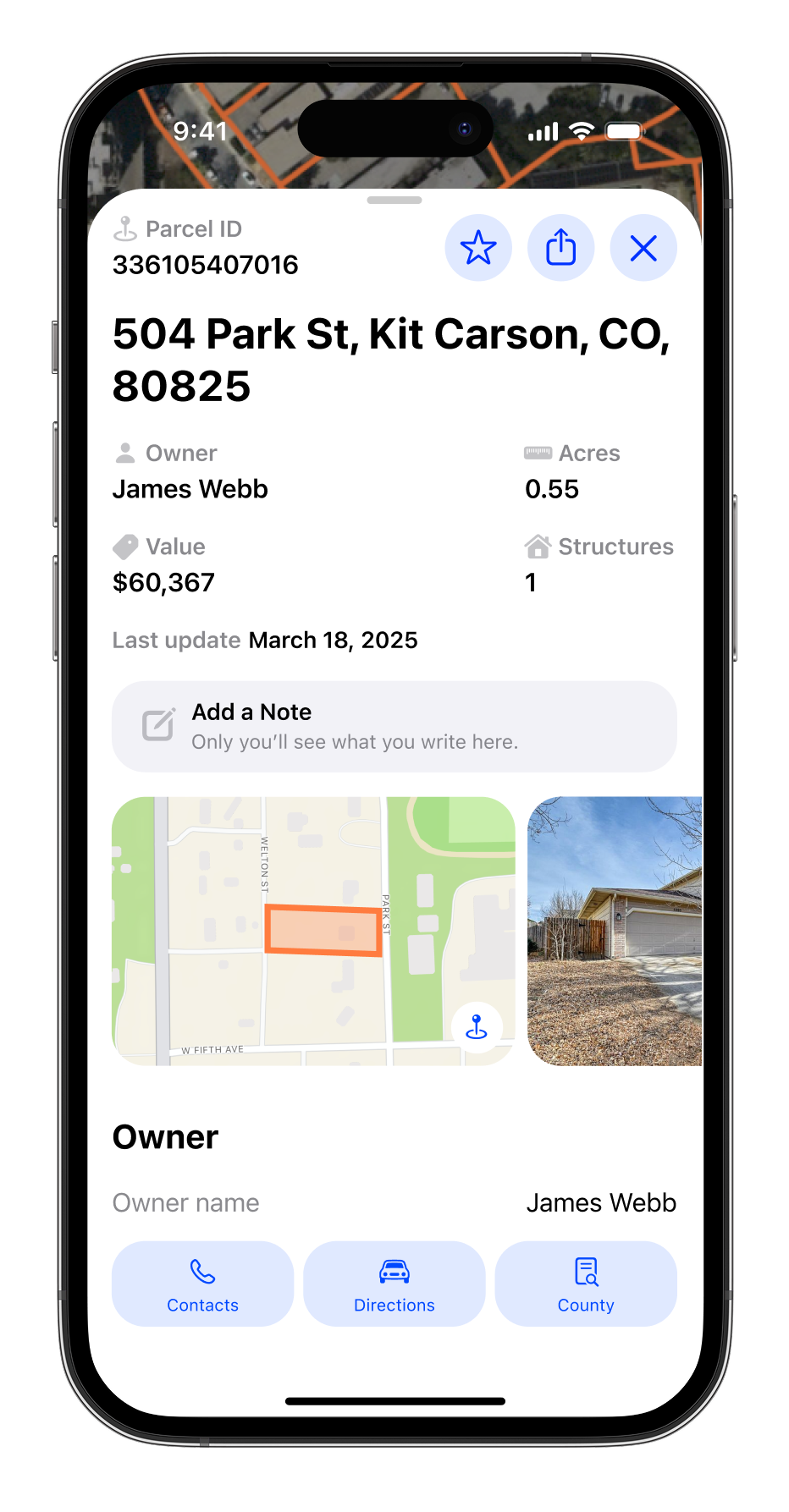 Parcel Map showing property details